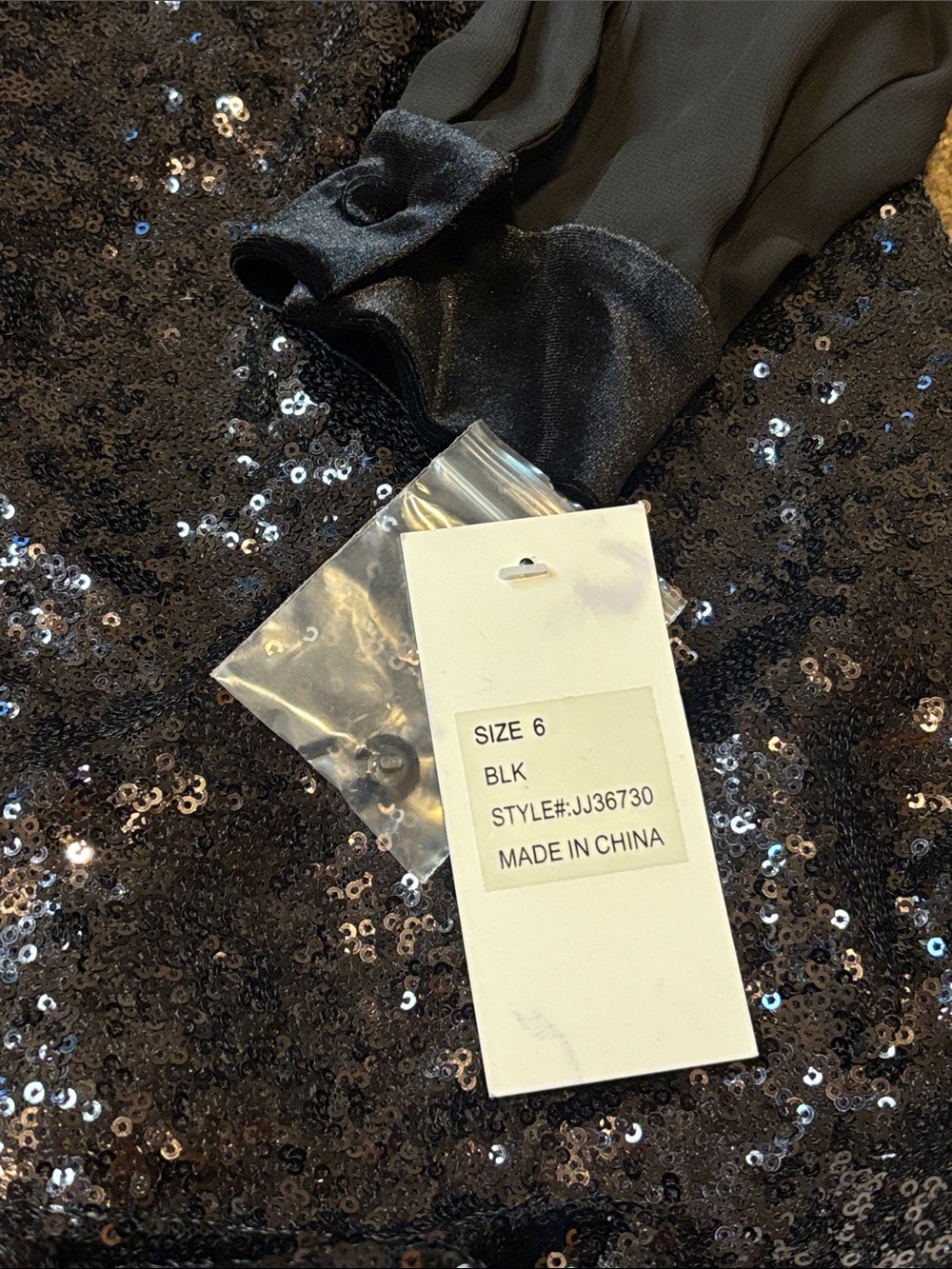 ✨Julia Jordan Black Cocktail Sequin Dress with Velvet Collar Sheer Sleeve Size 6 - Picture 9 of 12